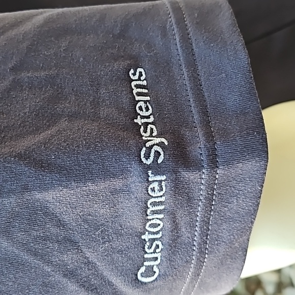 Port Authority grey polyester spandex shirt APPLE COMPUTER Customer Systems M - Picture 4 of 8